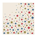 Add a touch of sparkle to your gathering with Hester & Cook's Star-Spangled Cocktail Napkins (20pk), featuring a beige background and scattered red, blue, and gold stars clustered in the lower right corner and fading to the upper left.