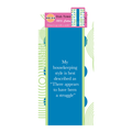 The Struggle Dish Towel by Drinks On Me features blue and green abstract patterns with the text "My housekeeping style is best described as: There appears to have been a struggle." A funny 100% cotton gift for kitchen humor.