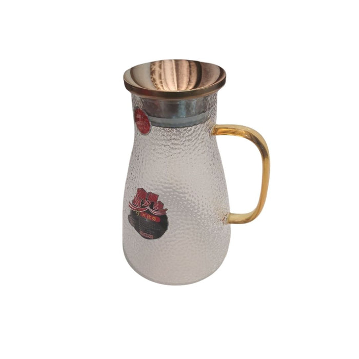 Stylish Glass Water Jug with Gold Handle & Lid - 1.5L