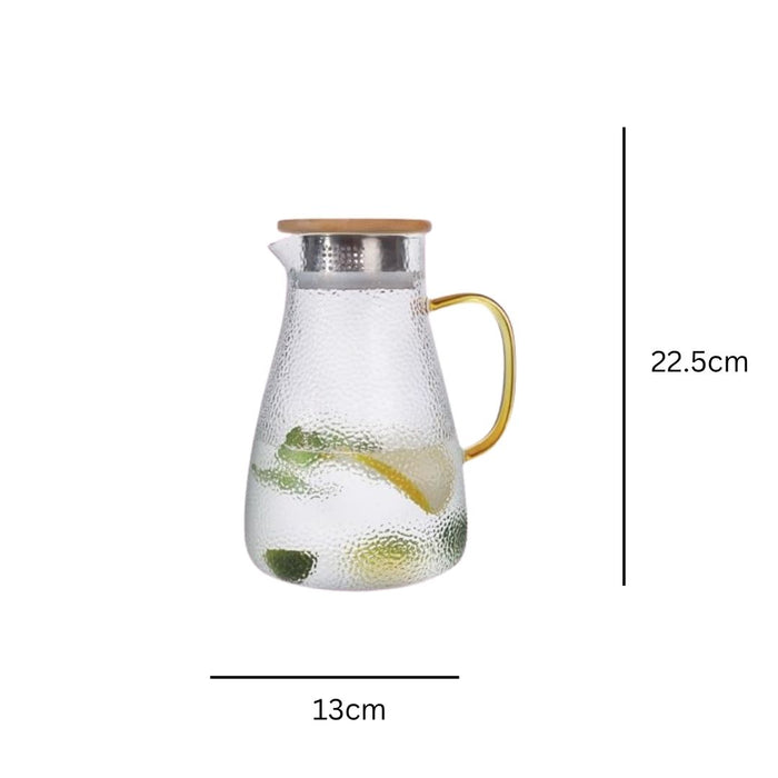 Stylish Glass Water Jug with Gold Handle & Lid - 1.5L
