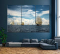 The Sailboats on Ocean Wall Art Frame Canvas Printing Decor-3Panels - BlueArtDecor