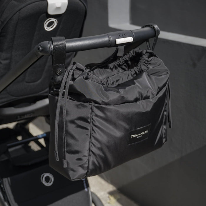 Luna Drawstring Changing Tote Black - Mabel & Fox