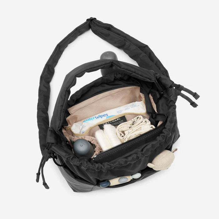 Mini Luna Drawstring Stroller Bag Black - Mabel & Fox
