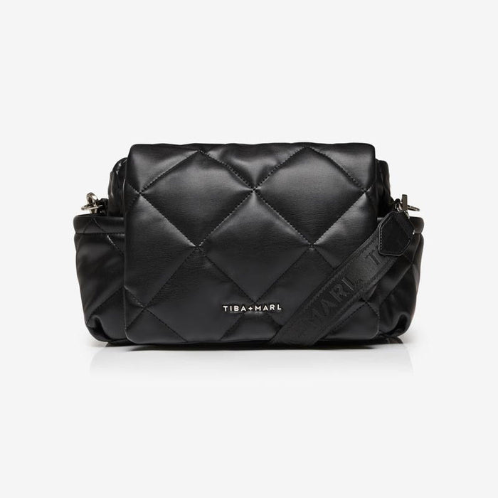 Nova Eco Compact Changing Bag Black Quilted Faux Leather - Mabel & Fox