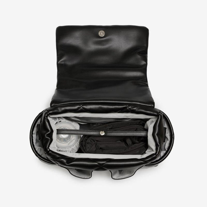 Nova Eco Compact Changing Bag Black Quilted Faux Leather - Mabel & Fox