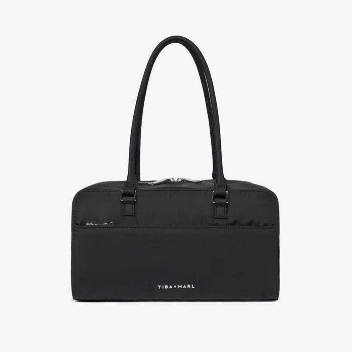 Riley Compact East-West Changing Bag Black Woven - Mabel & Fox