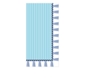Sophistiplate's Tidal Wave Guest Towels (20pk) feature vertical light blue and white stripes, a dark blue rope motif along one edge, and blue tassels on the short side—ideal for a coordinated seaside look with coastal napkins.
