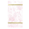 The Sophistiplate Timeless Blush Guest Towels (20pk) feature a pale pink floral pattern with two gold lines, combining elegance and style for any occasion.