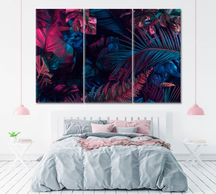 Tropical Palm Leaves Wall Art Frame Canvas Printing Decor-3Panels