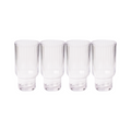 Four Sophistiplate LLC Tumbler Modern Tall shatterproof clear tumblers (22.3 oz, 4 pack) are displayed in a straight line against a plain white background.