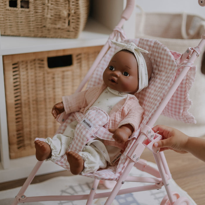 Tutete - Personalised Gingham Doll Stroller - Vichy