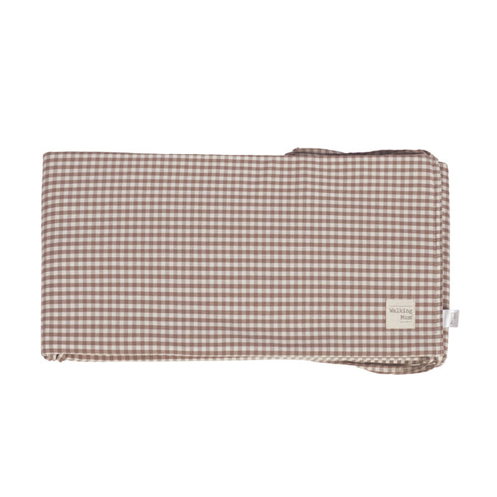 Walking Mum - Crib Bumper - Praliné Vichy / Stripes Mocha (120x60cm) - Mabel & Fox
