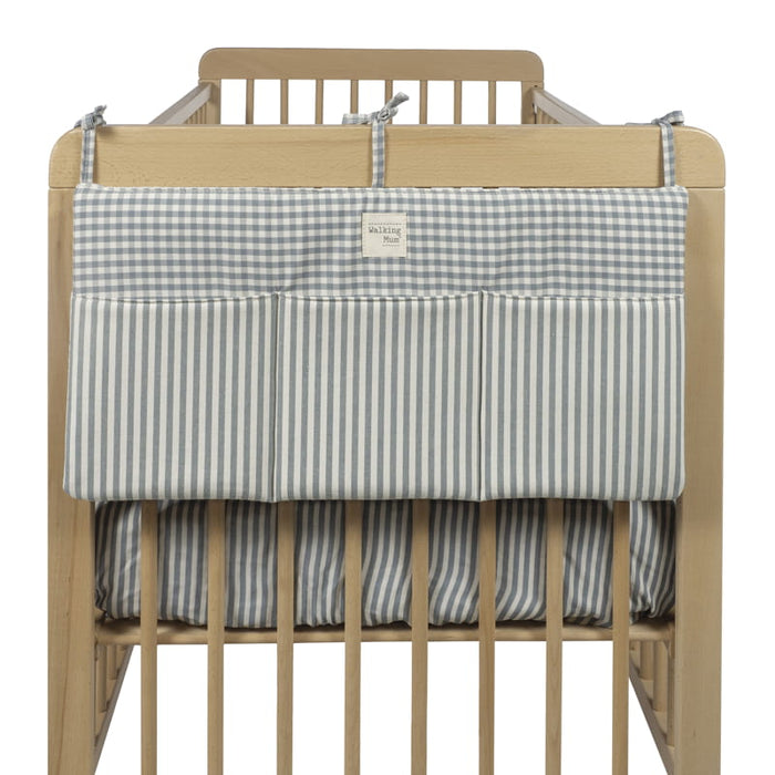 Walking Mum – Cot Organiser – Praliné Vichy & Strips Matcha - Mabel & Fox