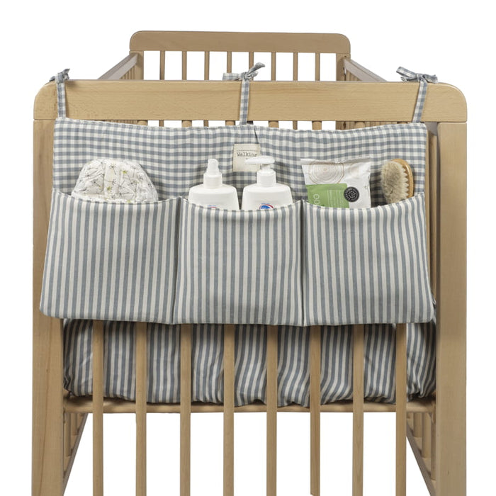 Walking Mum – Cot Organiser – Praliné Vichy & Strips Matcha - Mabel & Fox