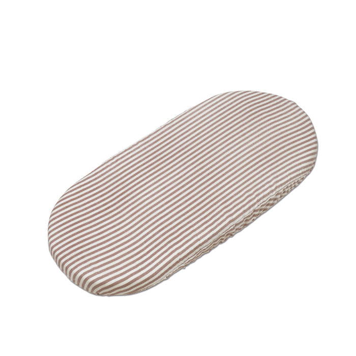 Walking Mum – Fitted Sheet Set – Praliné Vichy & Strips Moka Carrycot Sheets - Mabel & Fox