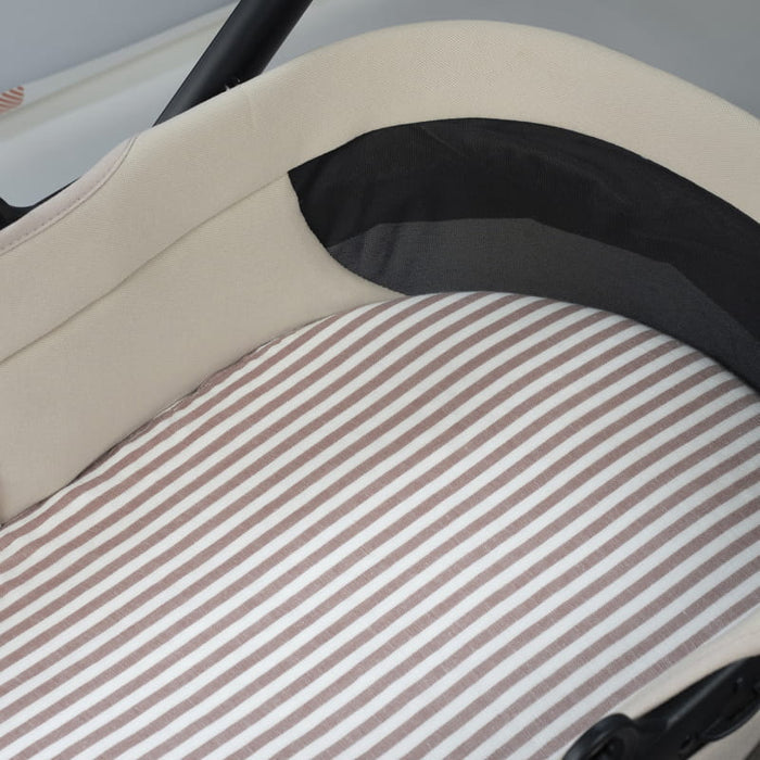 Walking Mum – Fitted Sheet Set – Praliné Vichy & Strips Moka Carrycot Sheets - Mabel & Fox