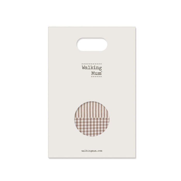 Walking Mum – Fitted Sheet Set – Praliné Vichy & Strips Moka Carrycot Sheets - Mabel & Fox