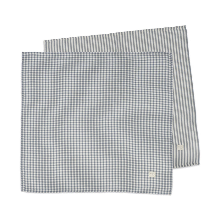 Walking Mum – Muslin Squares – Praliné Vichy Strips Matcha (2 Pack) - Mabel & Fox