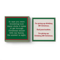 Drinks On Me’s Xmas Giving Up Napkin is a festive holiday accessory for your bar cart, featuring playful red and green text about giving up drinking or punctuation—perfect for lighthearted Christmas gatherings.