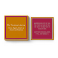 Drinks On Me’s Zoom Napkin set features two colorful square napkins: one with a witty Zoom joke and another with an Indiana Jones map story—ideal for quirky birthday gifts or fun cocktail parties.